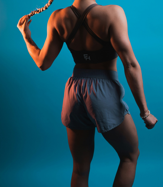 Woman with muscular back