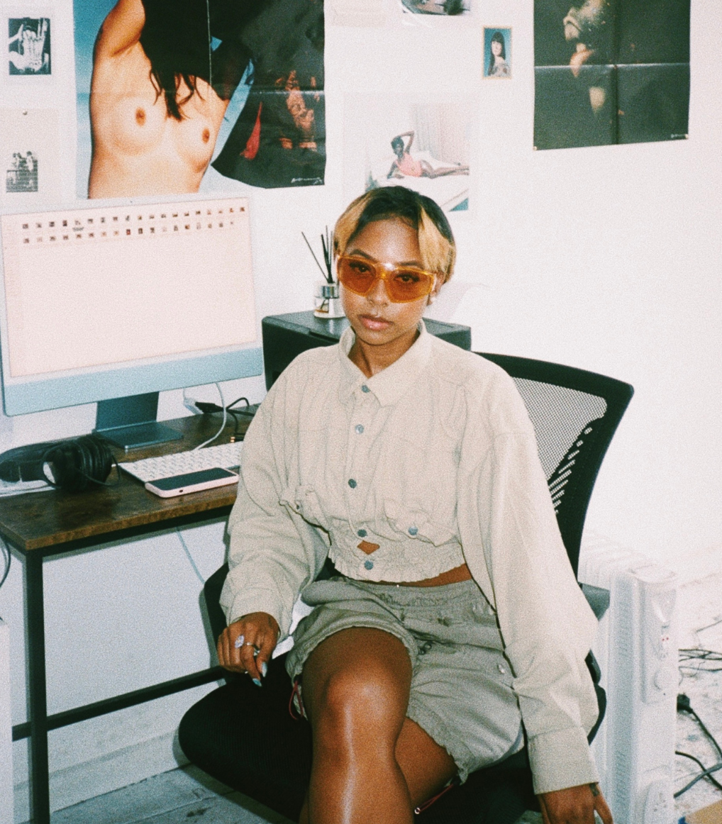 Woman with muscular back