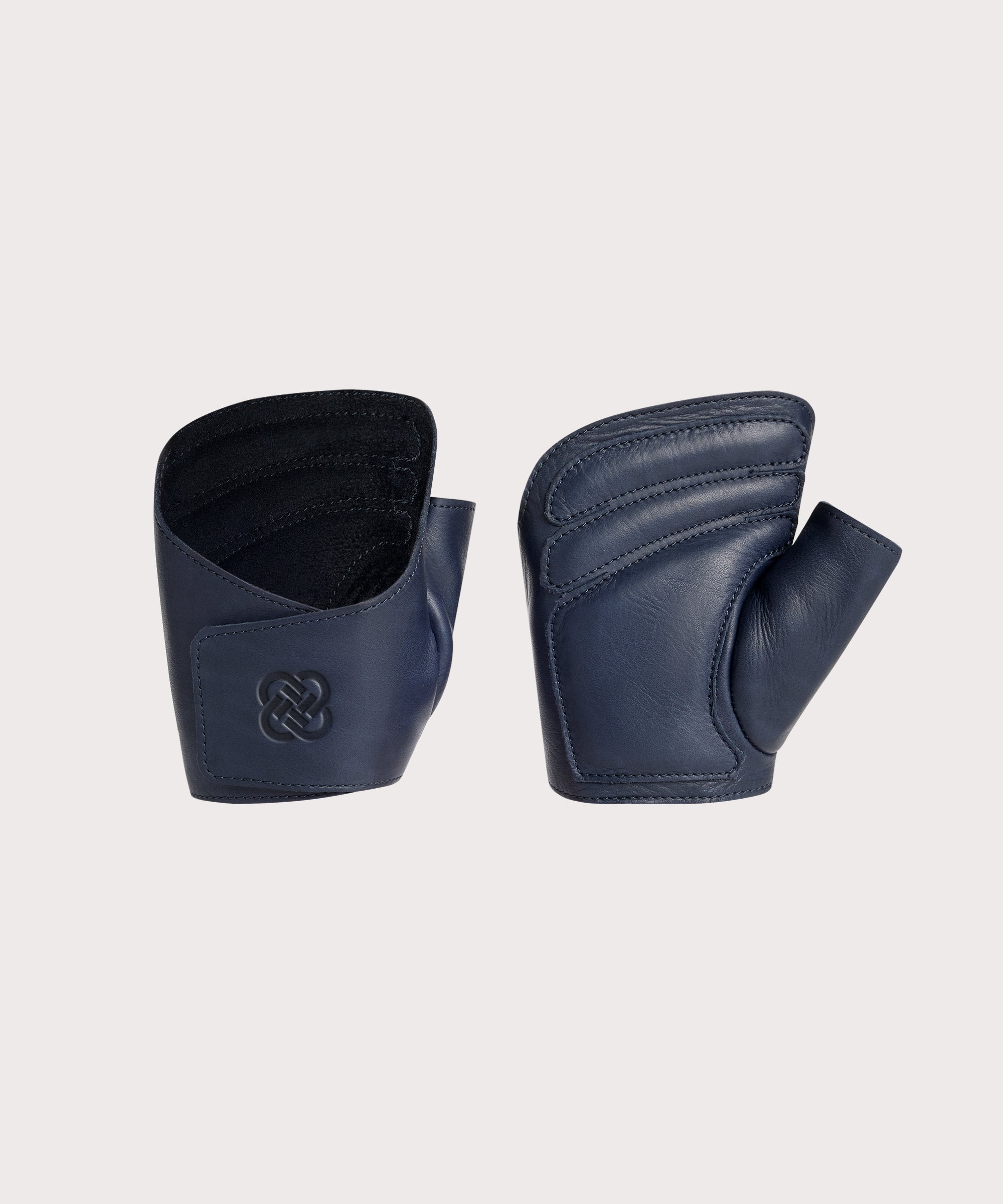 Pair of "The Wrap" navy colored leather weight lifting gloves