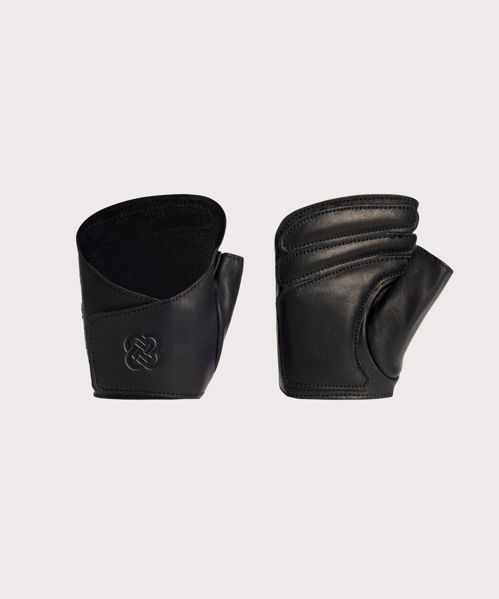 Pair of "The Wrap" black leather weight lifting gloves