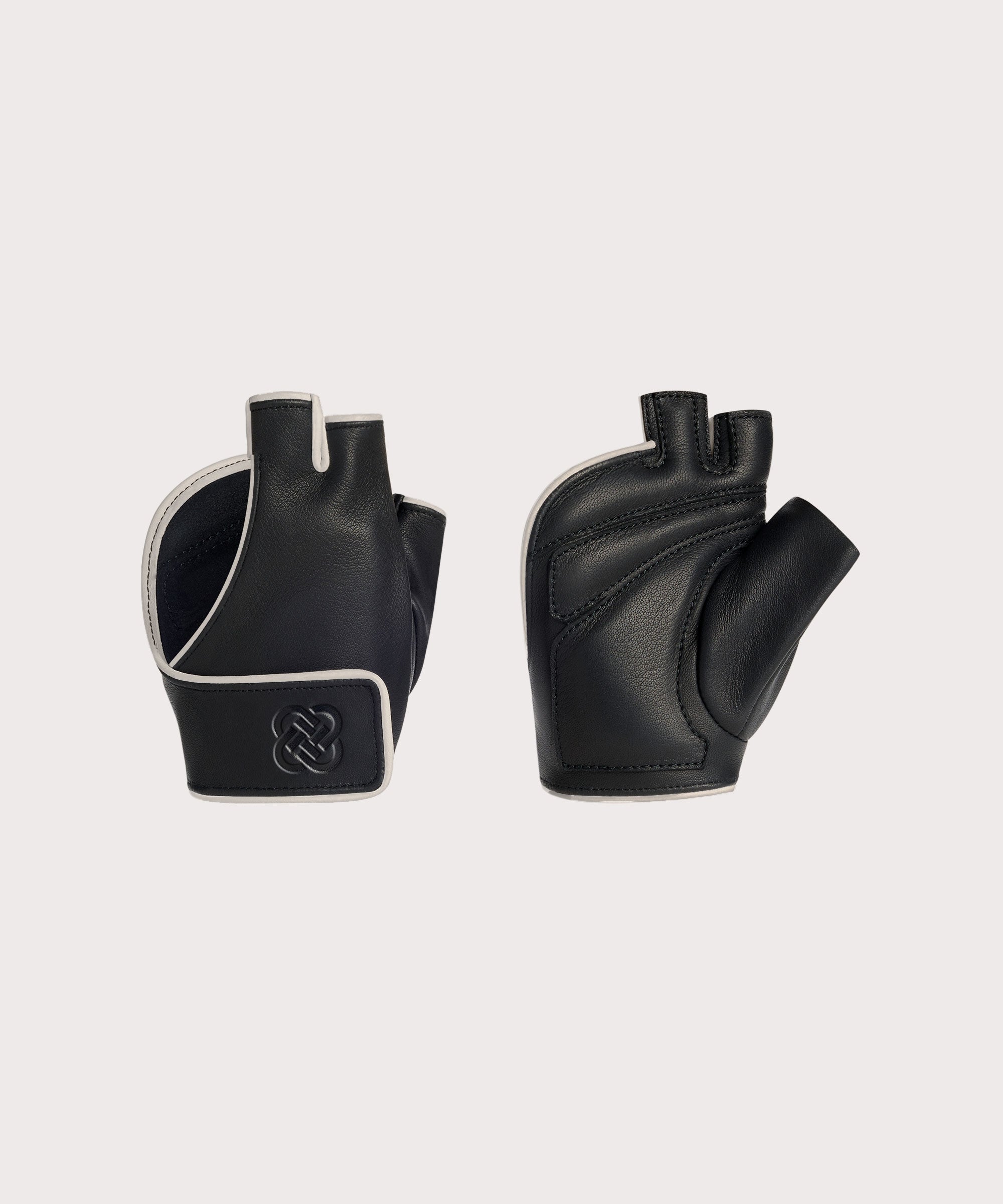 Black and cream "reveal" weight lifting gloves