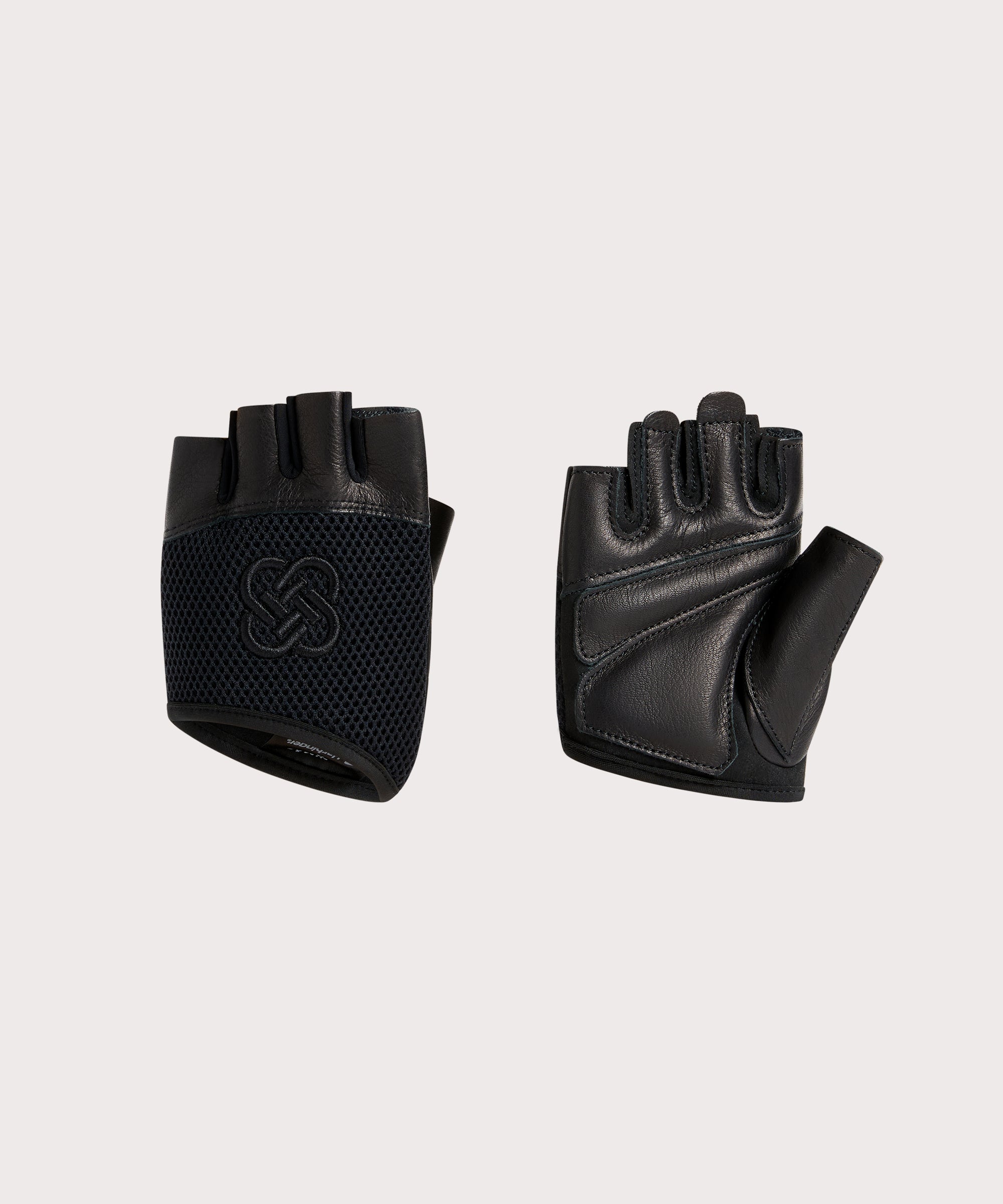 Pair of black mesh "Huddle" weight lifting gloves
