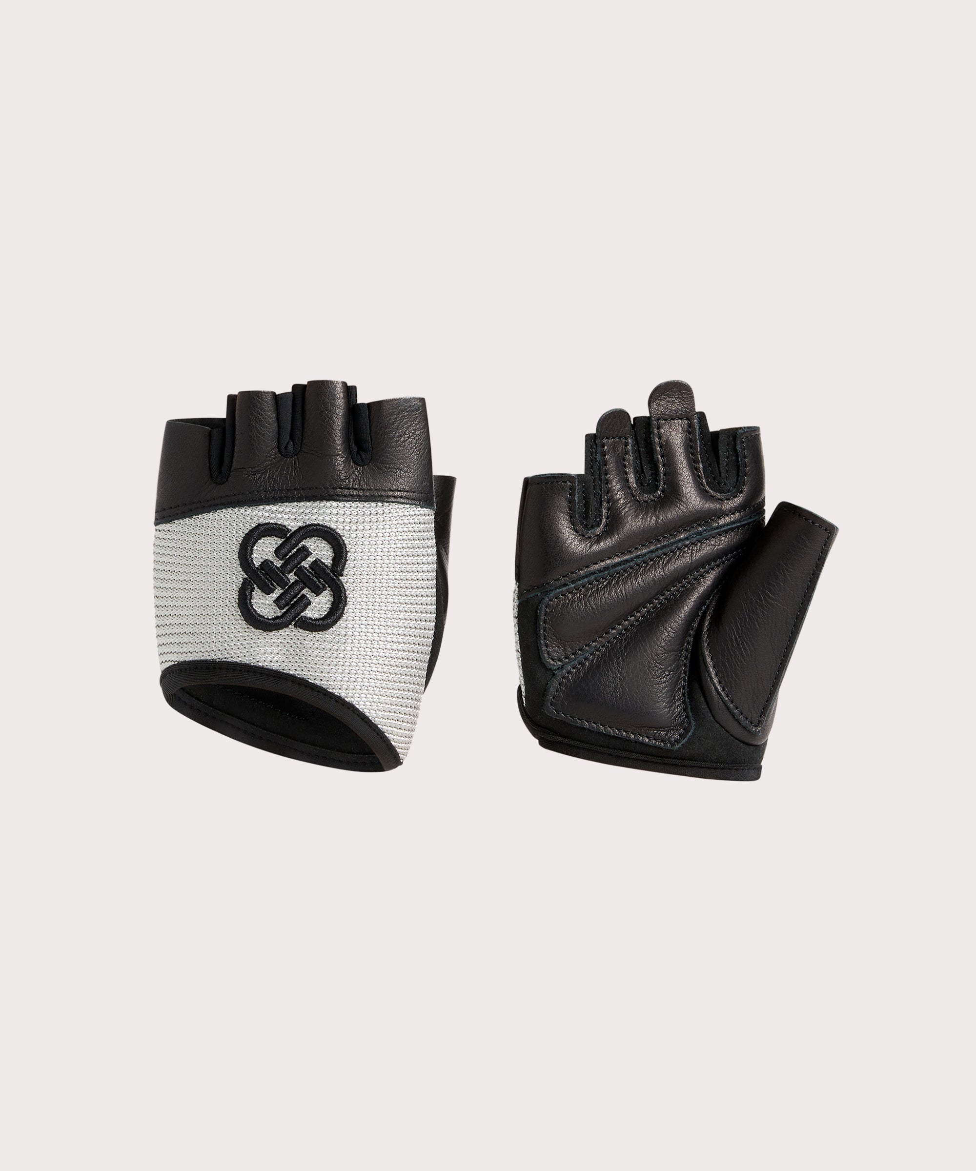 Pair of black and silver mesh "Huddle" weight lifting gloves